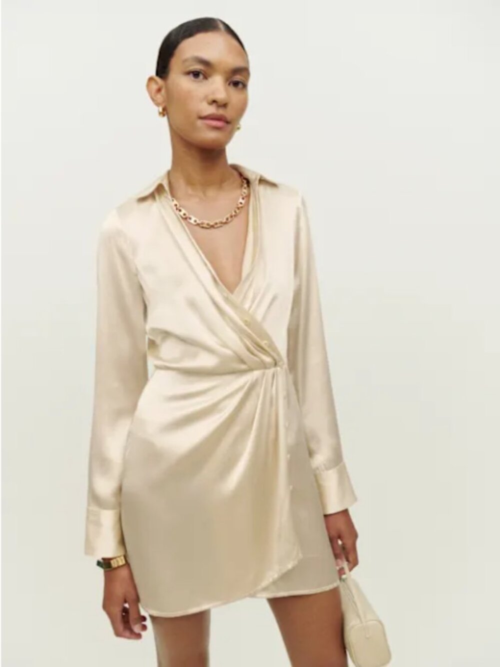 Reformation Alaine Silk Dress in Ivory